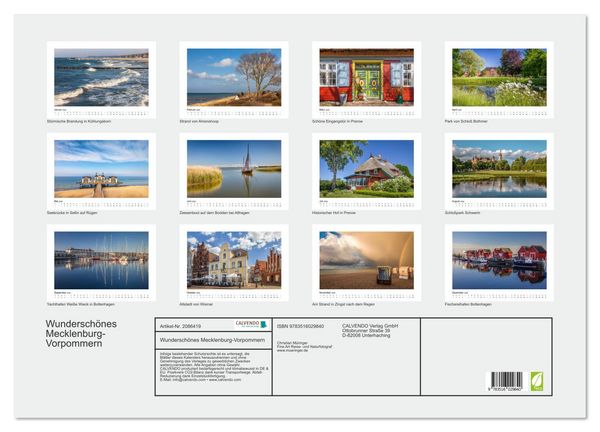 Produktbild: Wundersch&ouml;nes Mecklenburg-Vorpommern (Wandkalender 2026 DIN A2 quer), CALVENDO Monatskalender