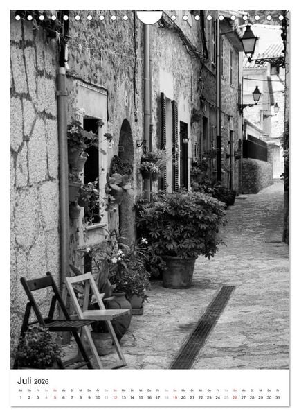 Produktbild: Mallorca Impressionen in schwarz-wei&szlig; (Wandkalender 2026 DIN A4 hoch), CALVENDO Monatskalender