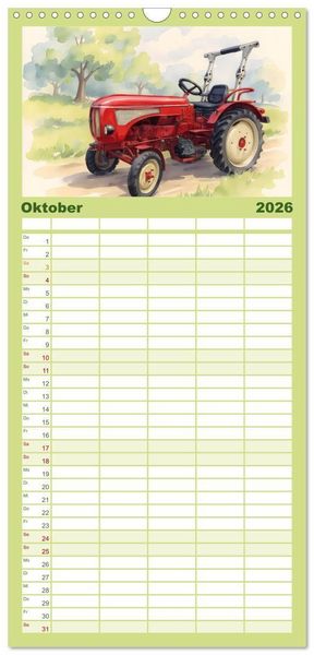 Produktbild: Familienplaner 2026 - Alte Schlepper in neuem Glanz mit 5 Spalten (Wandkalender, 21 x 45 cm) CALVENDO