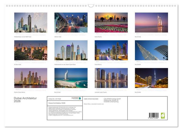 Produktbild: Dubai Architektur 2026 (Wandkalender 2026 DIN A2 quer), CALVENDO Monatskalender