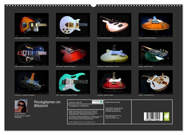 Produktbild: Rockgitarren im Blitzlicht (hochwertiger Premium Wandkalender 2026 DIN A2 quer), Kunstdruck in Hochglanz