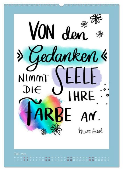 Produktbild: Nachgedacht-Spr&uuml;che und Zitate (Wandkalender 2026 DIN A2 hoch), CALVENDO Monatskalender