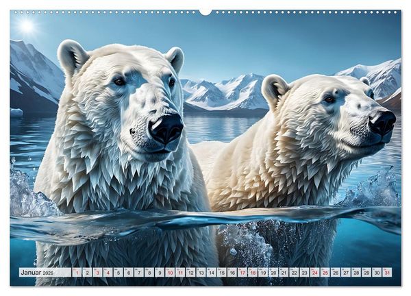 Produktbild: Im magischen Land der Eisb&auml;ren (hochwertiger Premium Wandkalender 2026 DIN A2 quer), Kunstdruck in Hochglanz