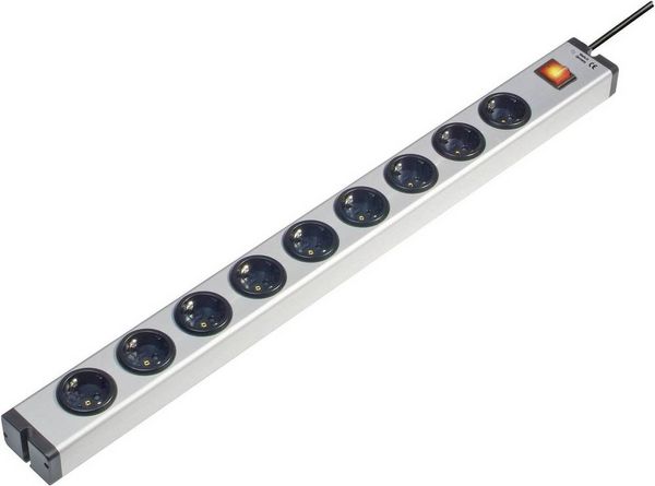 Produktbild: Ehmann 0601x00092031 Steckdosenleiste mit Schalter 9fach Aluminium Schutzkontakt 1St.