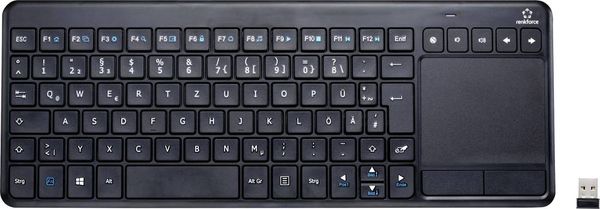 Produktbild: Renkforce MT-1006 Funk Tastatur, Touchpad Deutsch, QWERTZ Schwarz Integriertes Touchpad, Maustasten, Multimediatasten