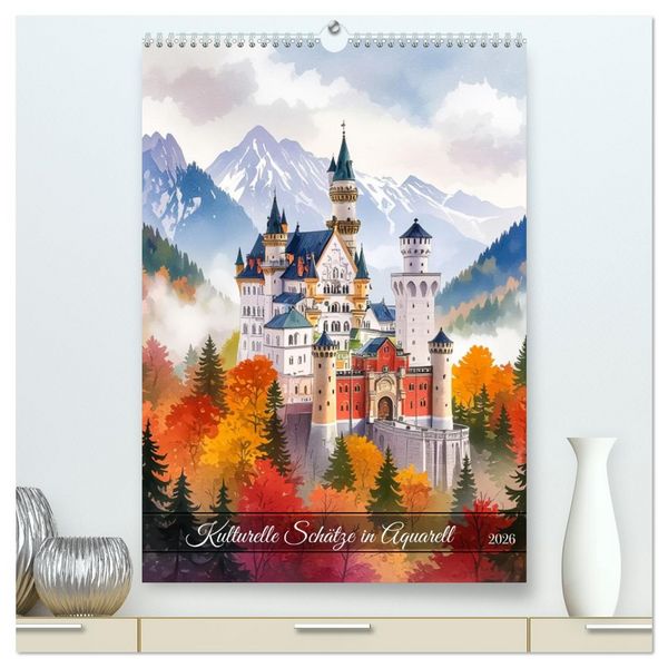 Produktbild: Kulturelle Sch&auml;tze in Aquarell (hochwertiger Premium Wandkalender 2026 DIN A2 hoch), Kunstdruck in Hochglanz