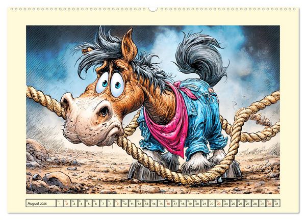 Produktbild: Wiehern garantiert. Der verr&uuml;ckte Pferde-Cartoon-Spa&szlig; (Wandkalender 2026 DIN A2 quer), CALVENDO Monatskalender