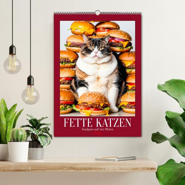 Produktbild: FETTE KATZEN - Foodporn auf vier Pfoten (Wandkalender 2026 DIN A2 hoch), CALVENDO Monatskalender