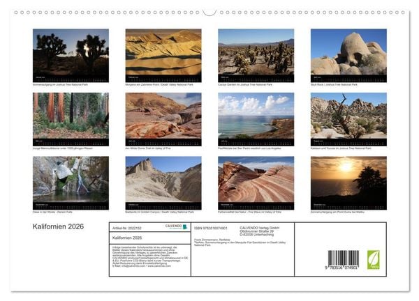 Produktbild: Kalifornien 2026 (hochwertiger Premium Wandkalender 2026 DIN A2 quer), Kunstdruck in Hochglanz
