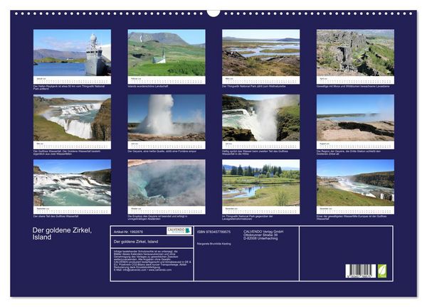 Produktbild: Der goldene Zirkel, Island (Wandkalender 2026 DIN A2 quer), CALVENDO Monatskalender