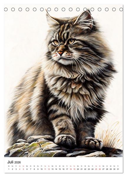 Produktbild: Katzen wie gemalt (Tischkalender 2026 DIN A5 hoch), CALVENDO Monatskalender
