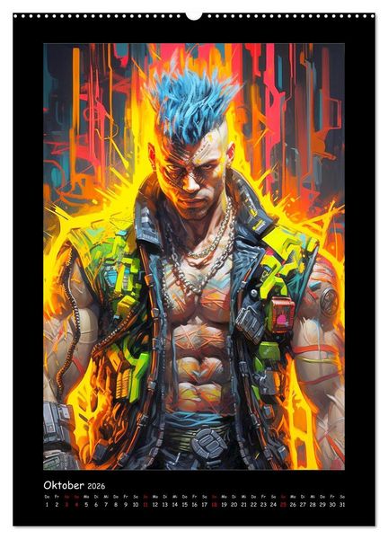 Produktbild: Cyberpunk Heroes. Futuristische Fusion von Technik und Kunst (hochwertiger Premium Wandkalender 2026 DIN A2 hoch), Kunstdruck in Hochglanz