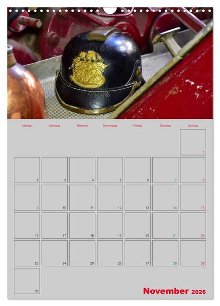 Produktbild: Alte Feuerwehrhelme - Terminplaner (Wandkalender 2026 DIN A3 hoch), CALVENDO Monatskalender