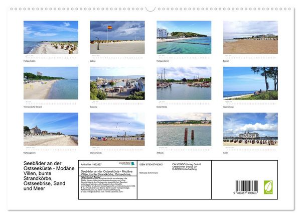 Produktbild: Seeb&auml;der an der Ostseek&uuml;ste - Mod&auml;ne Villen, bunte Strandk&ouml;rbe, Ostseebrise, Sand und Meer (hochwertiger Premium Wandkalender 2026 DIN A2 quer), Kunstdruck in Hochglanz