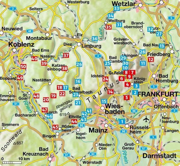 Produktbild: ROTHER Wanderf&uuml;hrer Taunus. 50 Touren im Bergland zwischen Lahn, Rhein und Main