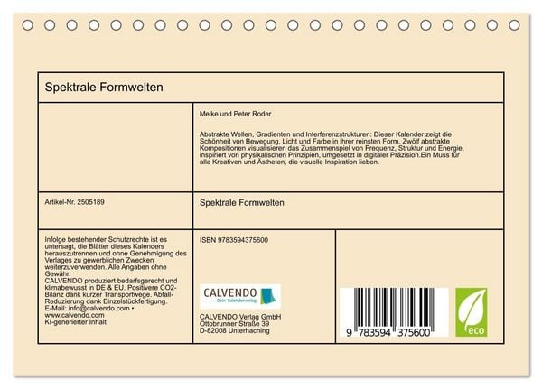 Produktbild: Spektrale Formwelten (Tischkalender 2027 DIN A5 quer), CALVENDO Monatskalender