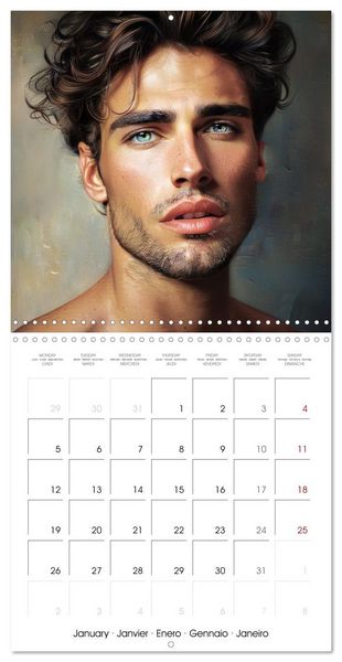 Produktbild: Sous le charme d'hommes sensuels (Calendrier mural carr&eacute; 2026 30x30 cm) Calendrier double avec une page pour vos prises de notes