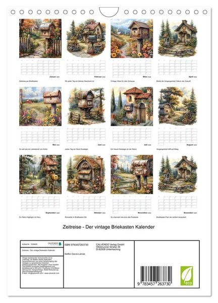 Produktbild: Zeitreise - Der vintage Briekasten Kalender (Wandkalender 2026 DIN A4 hoch), CALVENDO Monatskalender