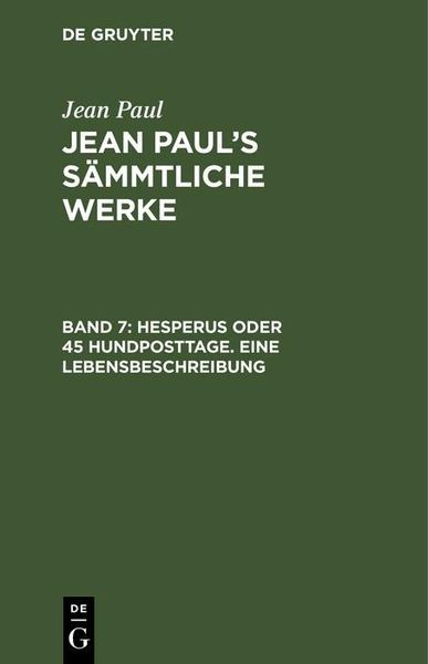 Produktbild: Hesperus oder 45 Hundposttage. Eine Lebensbeschreibung