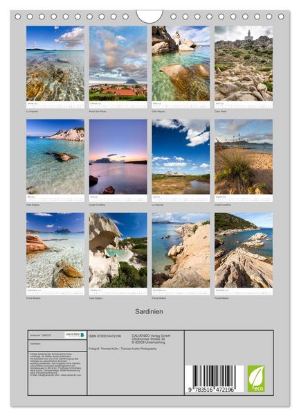 Produktbild: Sardinien (Wandkalender 2026 DIN A4 hoch), CALVENDO Monatskalender
