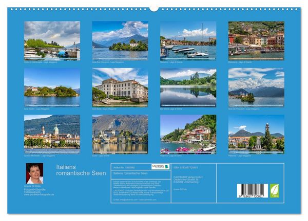 Produktbild: Italiens romantische Seen (hochwertiger Premium Wandkalender 2026 DIN A2 quer), Kunstdruck in Hochglanz