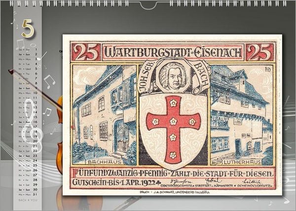 Produktbild: Komponisten-Kalender, Bach-Kalender, Musik-Kalender 2027, DIN A4