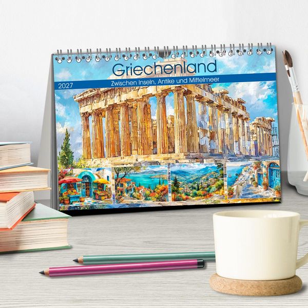 Produktbild: Griechenland. Zwischen Inseln, Antike und Mittelmeer (Tischkalender 2027 DIN A5 quer), CALVENDO Monatskalender