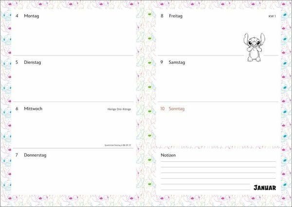 Produktbild: Stitch 17-Monats-Kalenderbuch A5 2027 - 17 Monate. Von August 2026 bis Dezember 2027