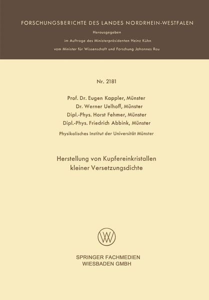 Produktbild: Herstellung von Kupfereinkristallen kleiner Versetzungsdichte