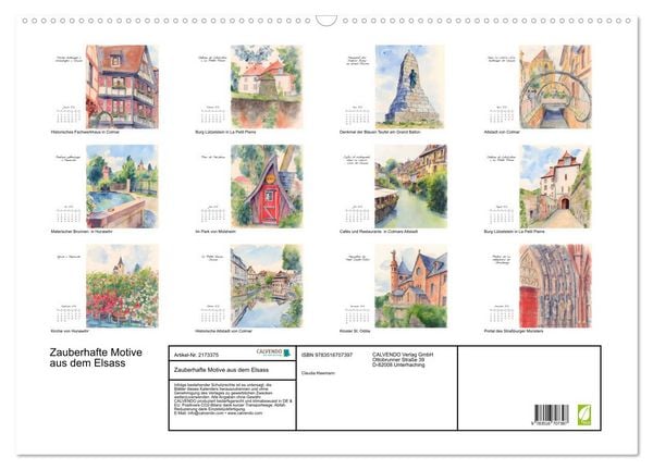 Produktbild: Zauberhafte Motive aus dem Elsass (Wandkalender 2026 DIN A2 quer), CALVENDO Monatskalender