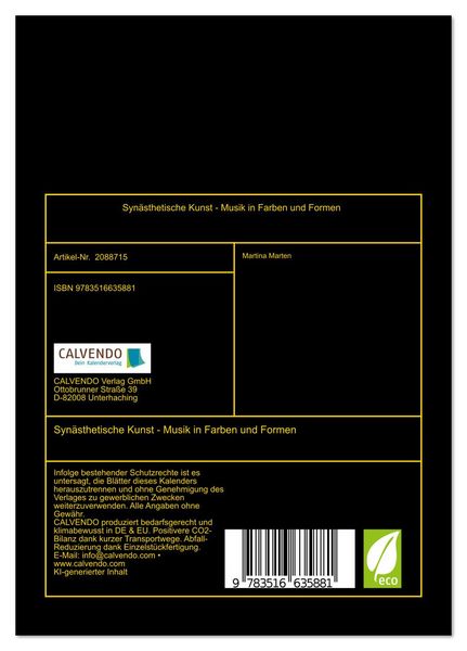 Produktbild: Syn&auml;sthetische Kunst - Musik in Farben und Formen (Tischkalender 2026 DIN A5 hoch), CALVENDO Monatskalender