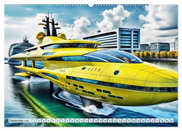 Produktbild: Wogen der Zukunft - Futuristische Jachten (hochwertiger Premium Wandkalender 2026 DIN A2 quer), Kunstdruck in Hochglanz