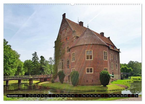 Produktbild: M&uuml;nsterland Romantik - Romantische Schl&ouml;sser und Wasserburgen (hochwertiger Premium Wandkalender 2026 DIN A2 quer), Kunstdruck in Hochglanz