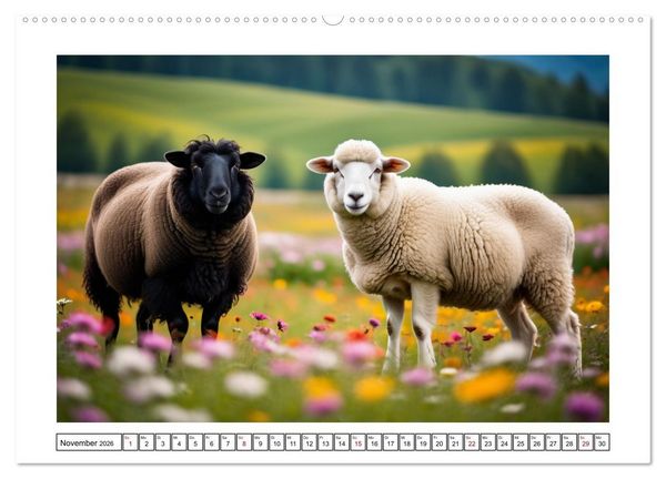 Produktbild: Haustiere - Black and White (Wandkalender 2026 DIN A2 quer), CALVENDO Monatskalender