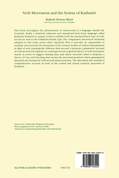 Produktbild: Verb Movement and the Syntax of Kashmiri