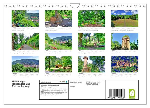 Produktbild: Heidelberg - Heiligenberg und Philosophenweg (Wandkalender 2026 DIN A4 quer), CALVENDO Monatskalender