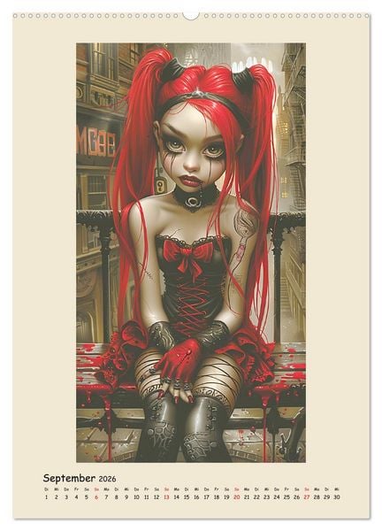 Produktbild: Gothic-Girls. Bizzare Comic-Art (Wandkalender 2026 DIN A2 hoch), CALVENDO Monatskalender