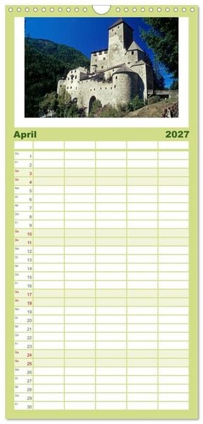 Produktbild: Familienplaner 2027 - S&Uuml;DTIROL - Land der Berge mit 5 Spalten (Wandkalender, 21 x 45 cm) CALVENDO