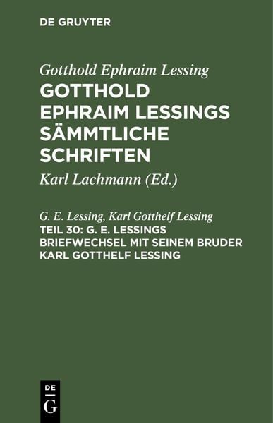 Produktbild: G. E. Lessings Briefwechsel mit seinem Bruder Karl Gotthelf Lessing