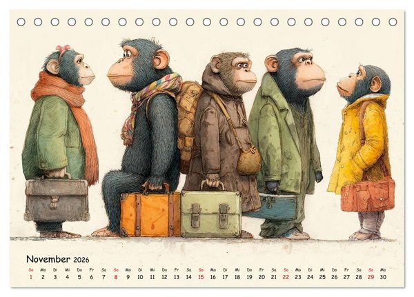 Produktbild: Verr&uuml;ckte Affenwelt (Tischkalender 2026 DIN A5 quer), CALVENDO Monatskalender