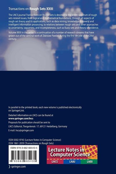 Produktbild: Transactions on Rough Sets XXIII