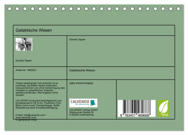 Produktbild: Galaktische Wesen (Tischkalender 2026 DIN A5 quer), CALVENDO Monatskalender