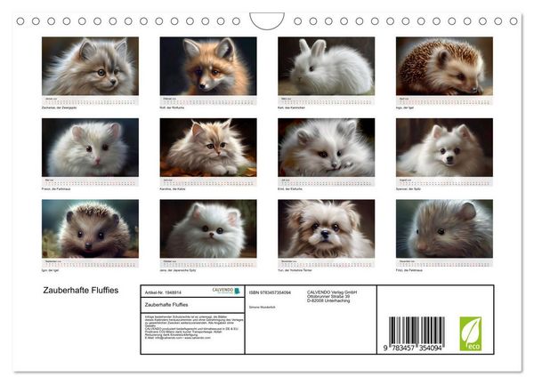 Produktbild: Zauberhafte Fluffies (Wandkalender 2026 DIN A4 quer), CALVENDO Monatskalender