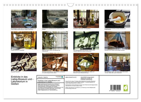 Produktbild: Einblicke in das Liebig-Museum und -Laboratorium in Gie&szlig;en (Wandkalender 2026 DIN A3 quer), CALVENDO Monatskalender