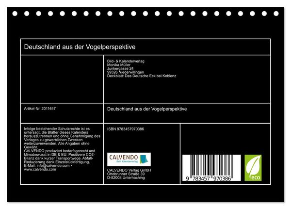 Produktbild: Deutschland aus der Vogelperspektive (Tischkalender 2026 DIN A5 quer), CALVENDO Monatskalender