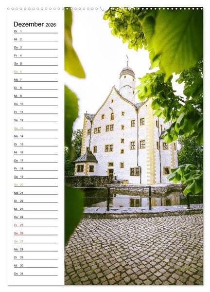 Produktbild: Sachsens Burgen und Schl&ouml;sser - Beschreibbarer Kalender mit Ortsangaben (Wandkalender 2026 DIN A2 hoch), CALVENDO Monatskalender