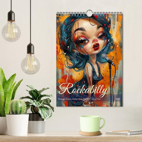 Produktbild: Rockabilly. Strange Comic-Kunst Girls im 50er-Jahre Stil (Wandkalender 2026 DIN A4 hoch), CALVENDO Monatskalender