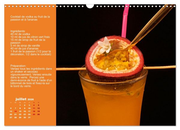 Produktbild: Cocktails de vodka Fascination (Calendrier mural 2026 DIN A3 vertical), CALVENDO calendrier mensuel