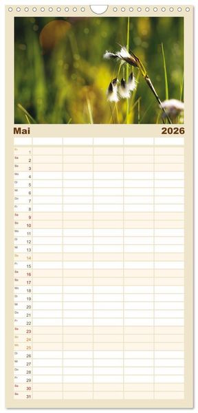 Produktbild: Familienplaner 2026 - Mein Sehnsuchtsort, die Natur mit 5 Spalten (Wandkalender, 21 x 45 cm) CALVENDO