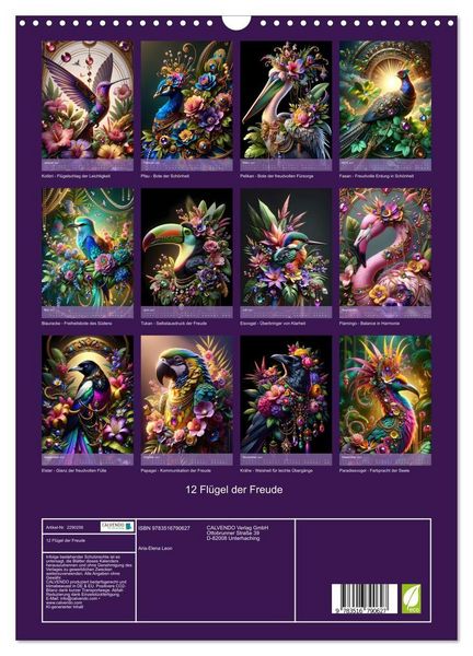 Produktbild: 12 Fl&uuml;gel der Freude (Wandkalender 2027 DIN A3 hoch), CALVENDO Monatskalender